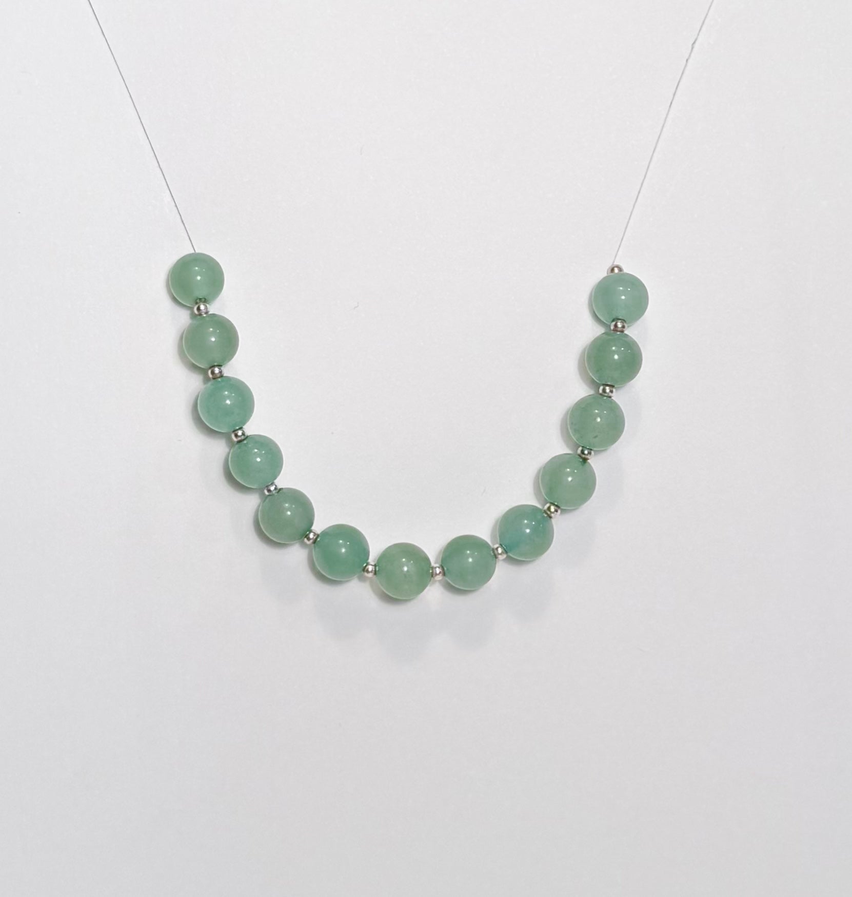 Handmade Natural Green Aventurine Bracelet with Sterling Silver Beads