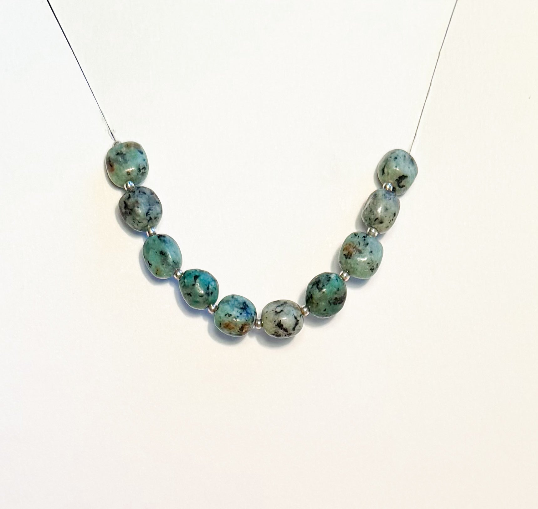 Handmade Natural Amazon Jasper Bracelet with Sterling Silver Beads