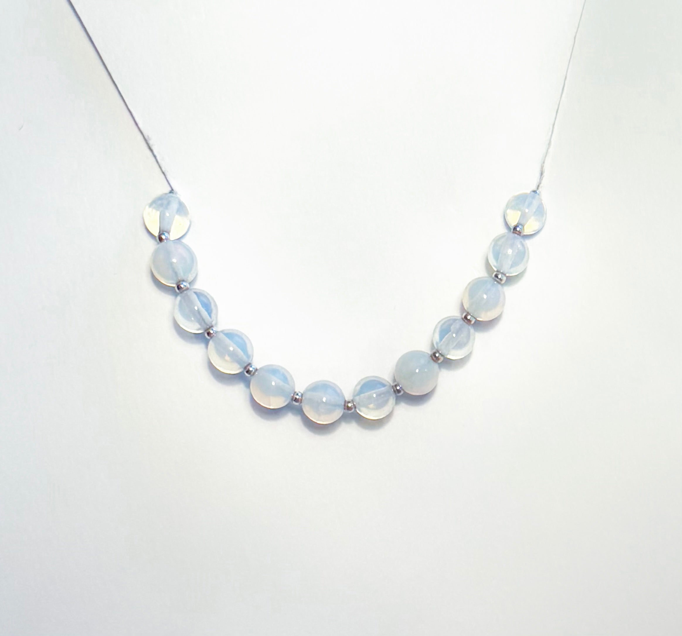 Handmade Natural White Opal Bracelet with Sterling Silver Beads