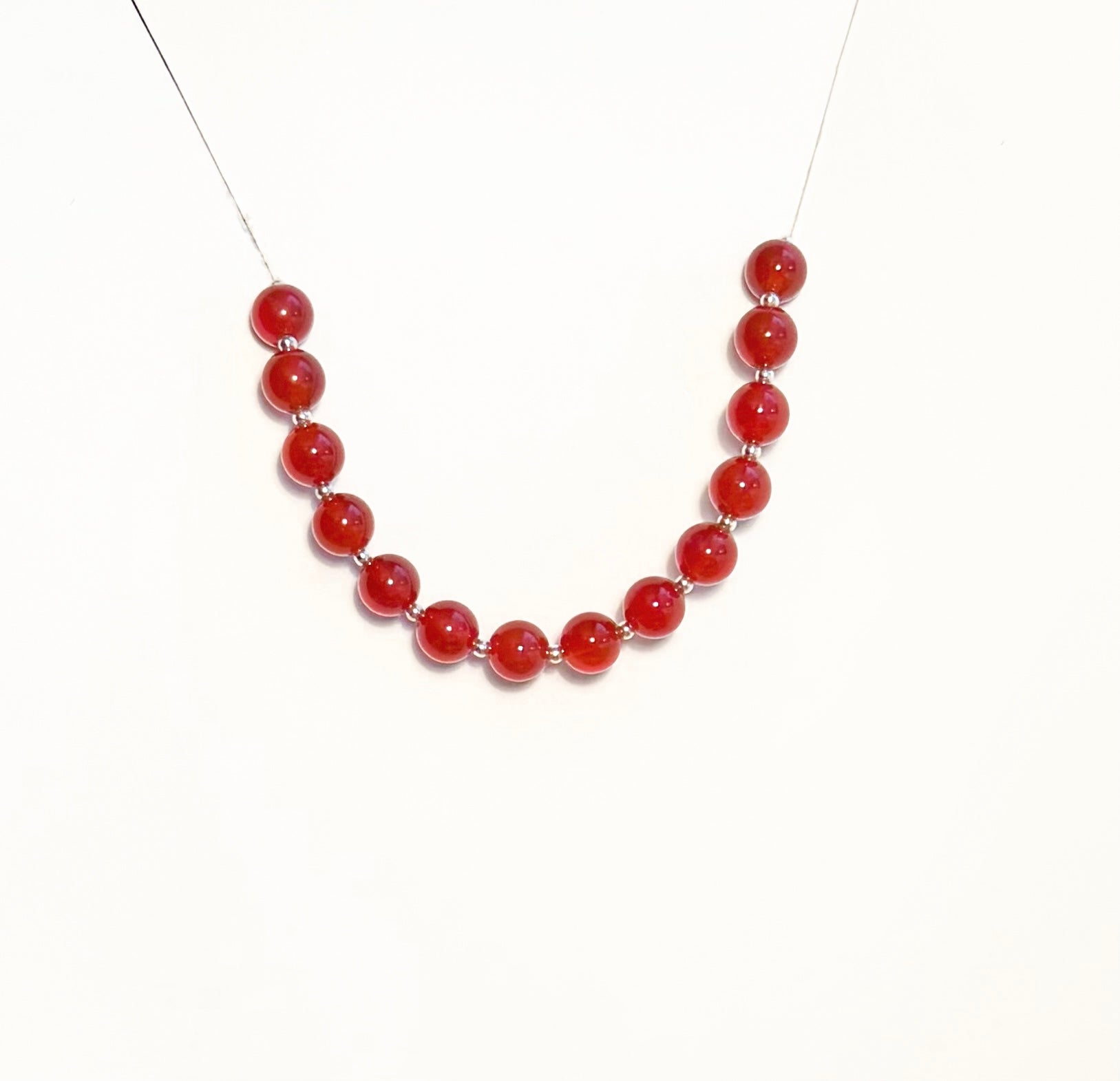 Handmade Natural Carnelian Bracelet with Sterling Silver Beads