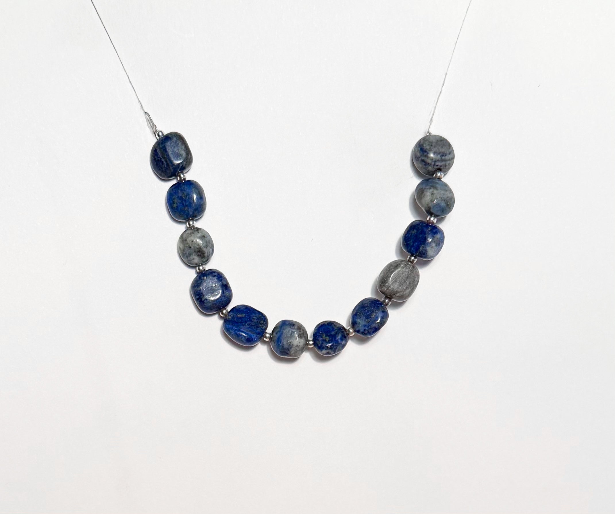 Handmade Natural Lapis Lazuli Bracelet with Sterling Silver Beads