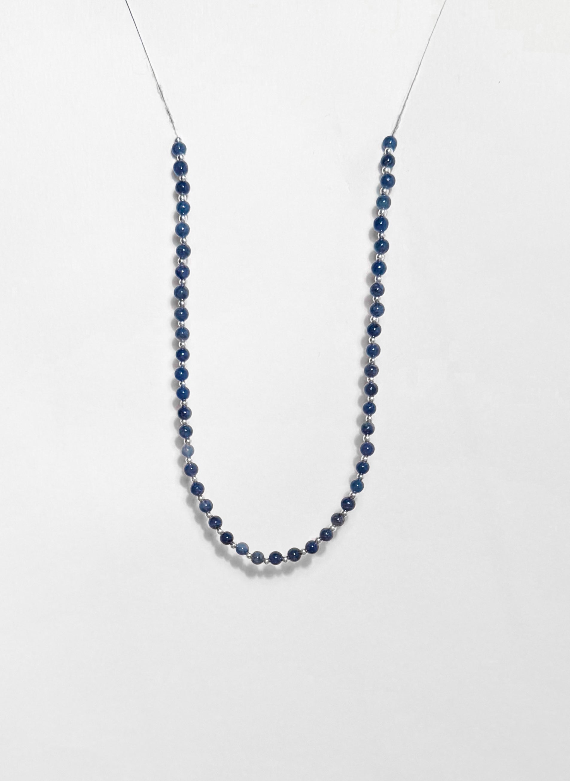 Handmade Natural Sodalite Necklace with Sterling Silver Beads