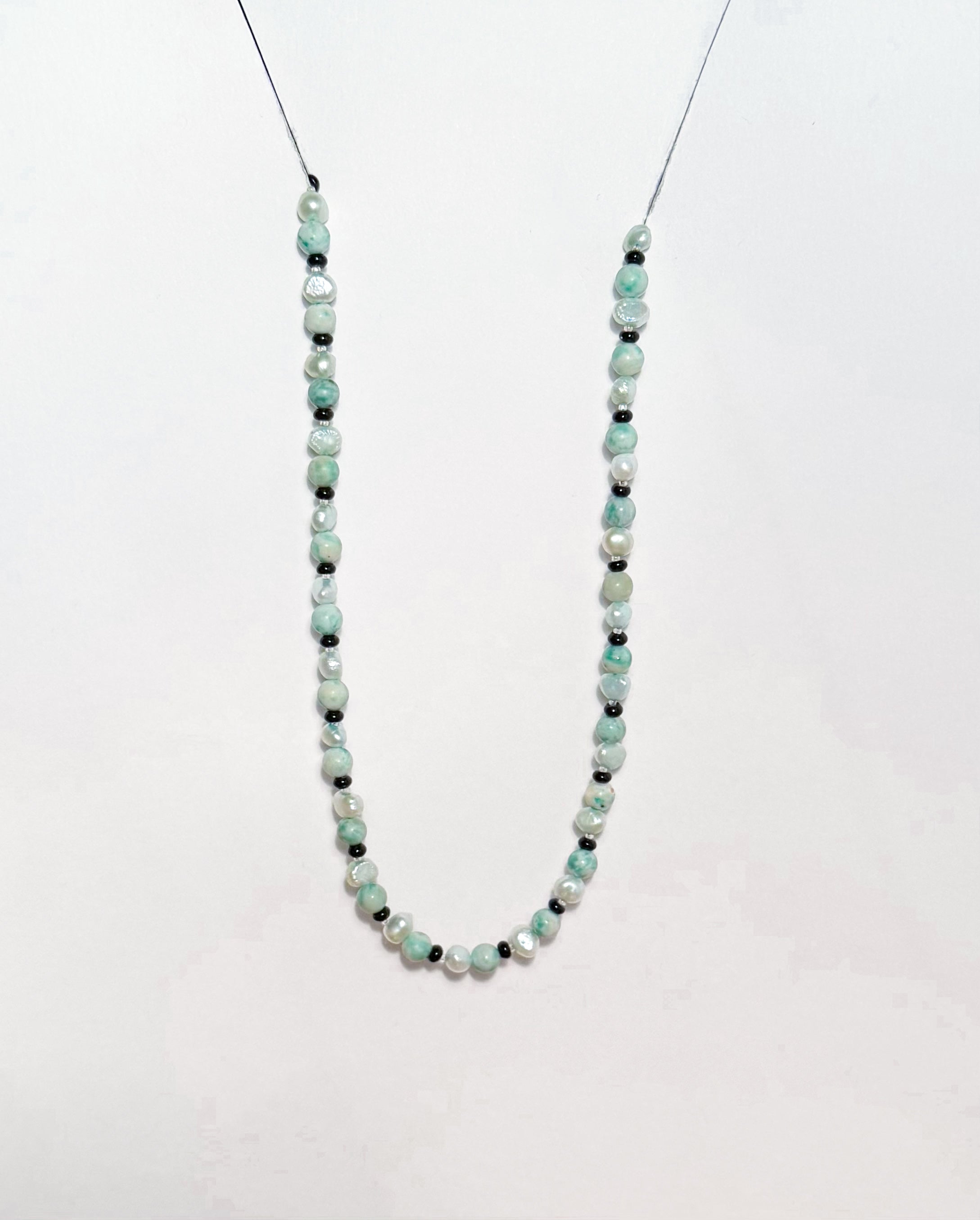 Handmade Long Necklace with Assorted Natural Stones