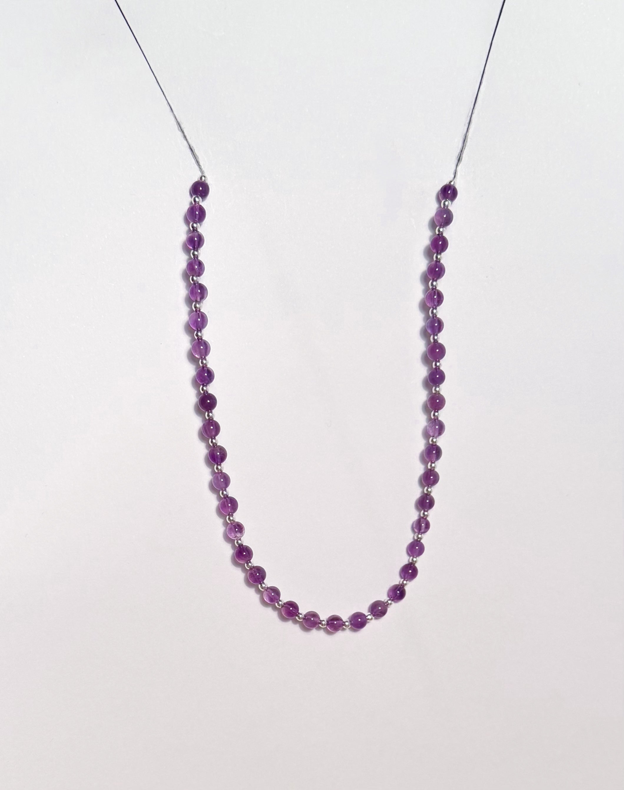 Handmade Natural Amethyst Necklace with Sterling Silver Beads
